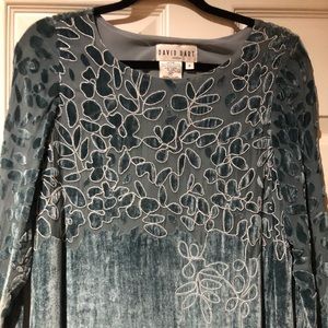 Vintage David Dart Velvet Dress with burnout lace